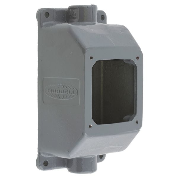 Hubbell Back Box, 20/30A, 1" Hub, Straight, Metallic - FT302W