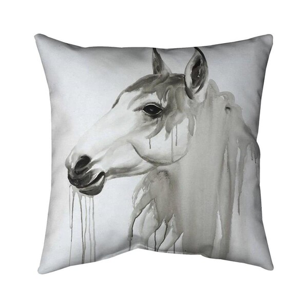 Fondo 26 x 26 in. Beautiful White Horse-Double Sided Print Indoor Pillow - FO2773712