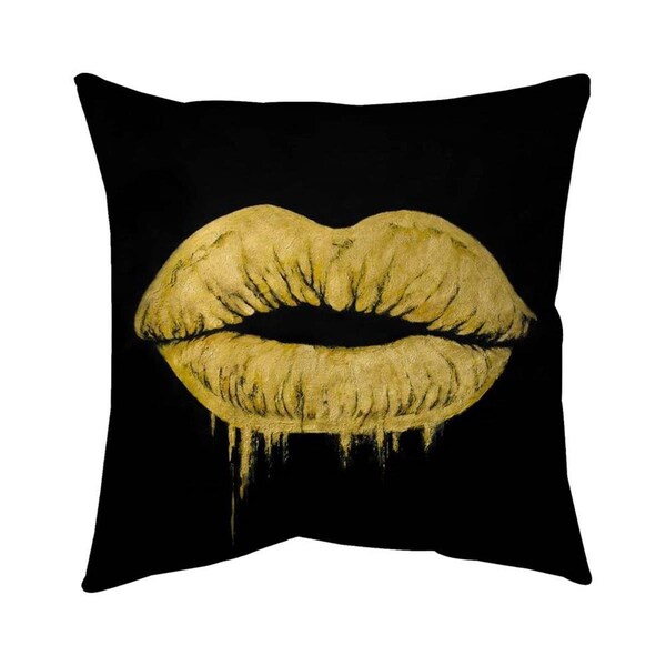 Fondo 20 x 20 in. Golden Lips-Double Sided Print Indoor Pillow - FO2792984