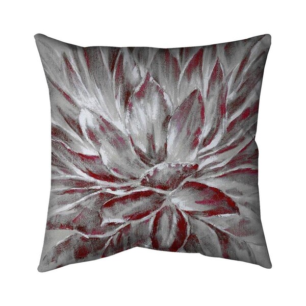 Fondo 20 x 20 in. Red & Grey Flower-Double Sided Print Indoor Pillow - FO2772418