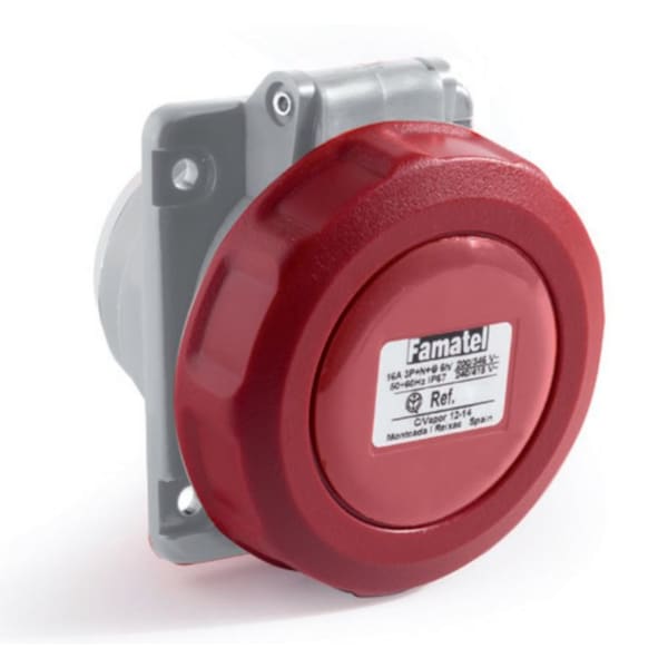 Famatel IP67 IEC Pin & Sleeve Panel Mount Receptacle 32A 380/440V, 3P+4W HD - 24339