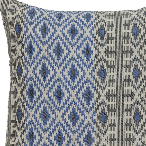 Homeroots 16 x 16 x 5 in. Gray & Blue Aztec Diamond Throw Pillow - 383090