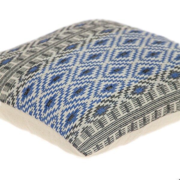 Homeroots 16 x 16 x 5 in. Gray & Blue Aztec Diamond Throw Pillow - 383090