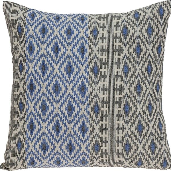 Homeroots 16 x 16 x 5 in. Gray & Blue Aztec Diamond Throw Pillow - 383090