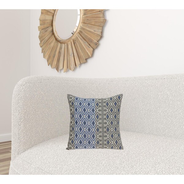 Homeroots 16 x 16 x 5 in. Gray & Blue Aztec Diamond Throw Pillow - 383090