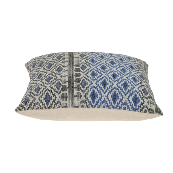 Homeroots 16 x 16 x 5 in. Gray & Blue Aztec Diamond Throw Pillow - 383090