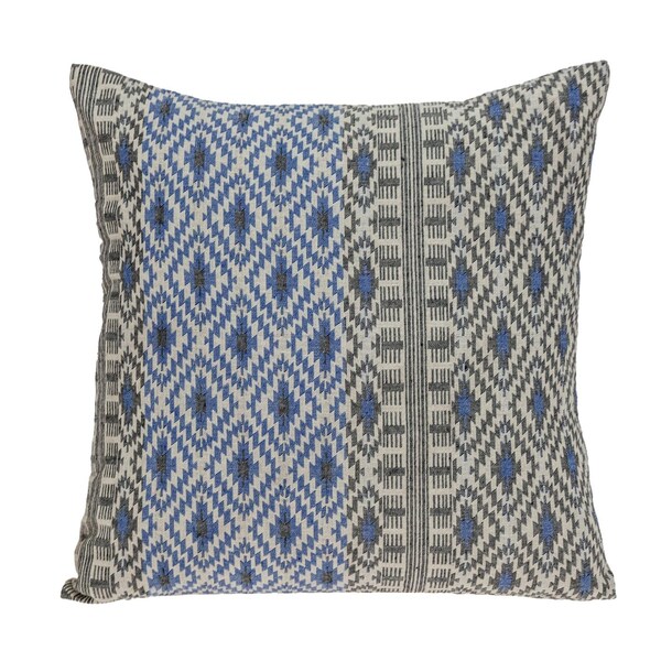 Homeroots 16 x 16 x 5 in. Gray & Blue Aztec Diamond Throw Pillow - 383090