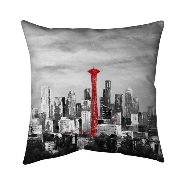 Fondo 26 x 26 in. Space Needle In Red-Double Sided Print Indoor Pillow - FO2793084