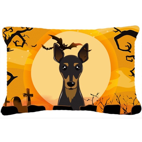 Carolines Treasures Halloween Min Pin Fabric Decorative Pillow - BB1798PW1216
