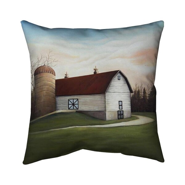 Begin Home Decor 26 x 26 in. White Barn-Double Sided Print Indoor Pillow - 5541-2626-AR16