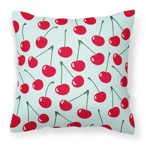 Carolines Treasures Carolines Treasures BB5148PW1414 Cherries on Blue Fabric Decorative Pillow - 14 x 3 x 14 in. - BB5148PW1414