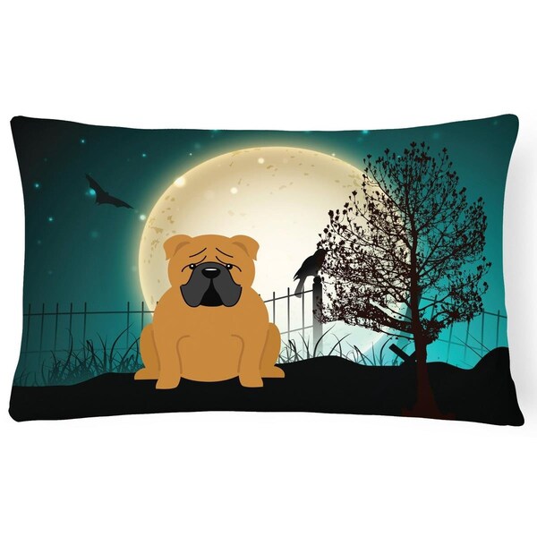 Carolines Treasures Halloween Scary English Bulldog Red Canvas Fabric Decorative Pillow - BB2312PW1216