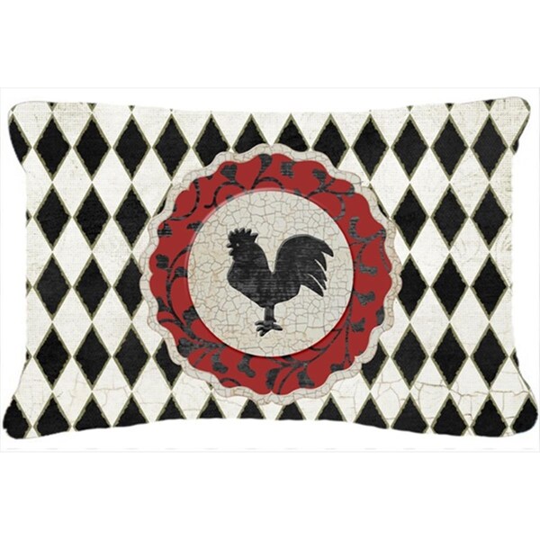 Jensendistributionservices Rooster Harlequin Black And White Indoor & Outdoor Fabric Decorative Pillow - MI2555098