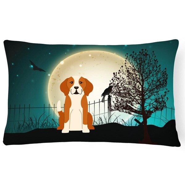 Carolines Treasures Halloween Scary English Foxhound Canvas Fabric Decorative Pillow - BB2300PW1216