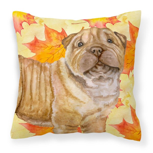 Jensendistributionservices Shar Pei Puppy Fall Fabric Decorative Pillow - MI2551641