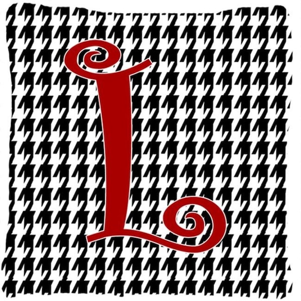 Carolines Treasures Carolines Treasures CJ1035-LPW1414 14 x 14 in. Monogram Initial L Houndstooth Black Fabric Decorative Pillow - CJ1035-LPW1414