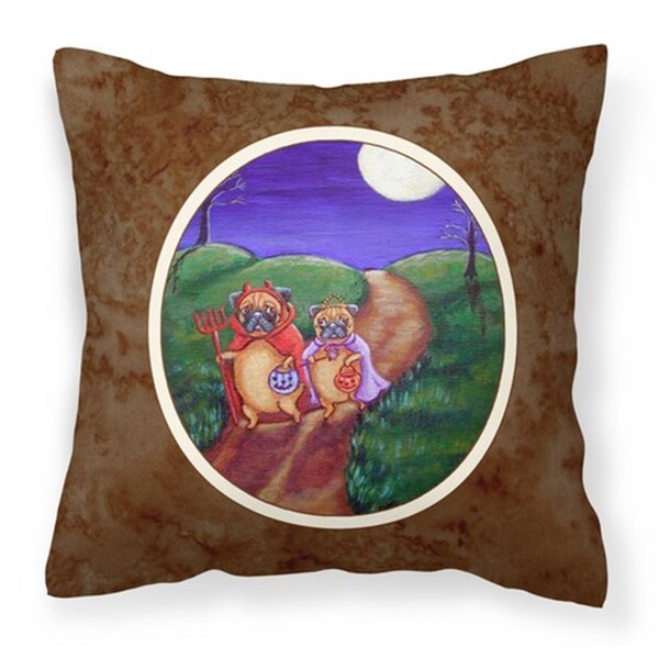 Carolines Treasures Trick or Treat Halloween Pug Fabric Decorative Pillow - 7281PW1414