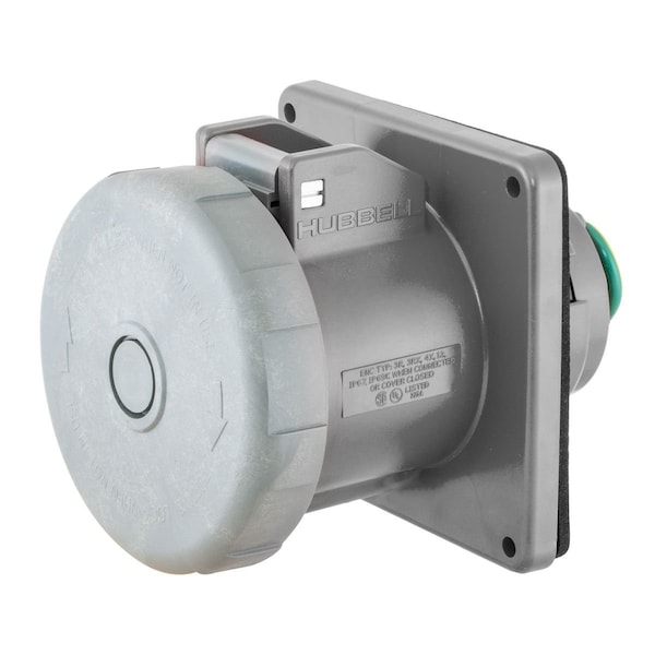 Hubbell Pin and Sleeve Inlet, 100A, 125/250V, Gray - M4100B12R