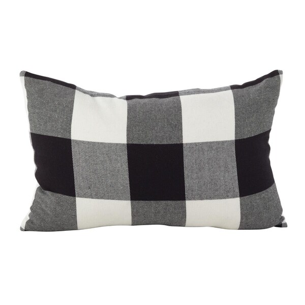 Rlm Distribution SARO  13 x 20 in. Rectangle Buffalo Check Plaid Design Cotton Down Filled Throw Pillow  Black - HO2657610