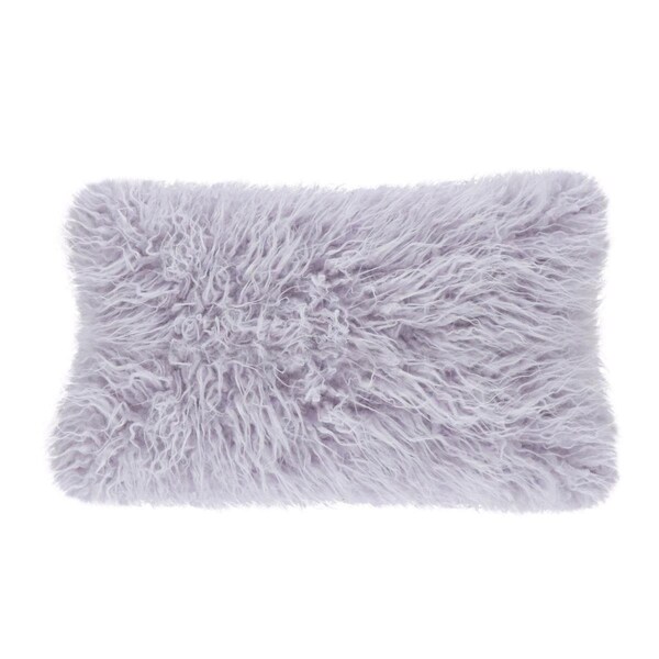 Rlm Distribution SARO  12 x 20 in. Rectangle Mongolian Faux Fur Throw Pillow - Lavender - HO2657681