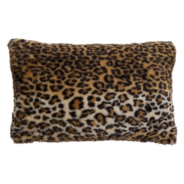 Rlm Distribution SARO 12 x 20 in. Oblong Brown Cheetah Print Faux Fur Throw Pillow with Poly Filling - HO2658421