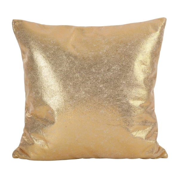 Rlm Distribution SARO  20 in. Square Shimmering Metallic Design Down Filled Throw Pillow  Gold - HO2657585