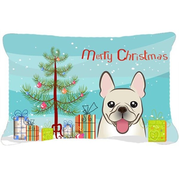 Carolines Treasures Carolines Treasures BB1610PW1216 Christmas Tree & French Bulldog Fabric Decorative Pillow - BB1610PW1216