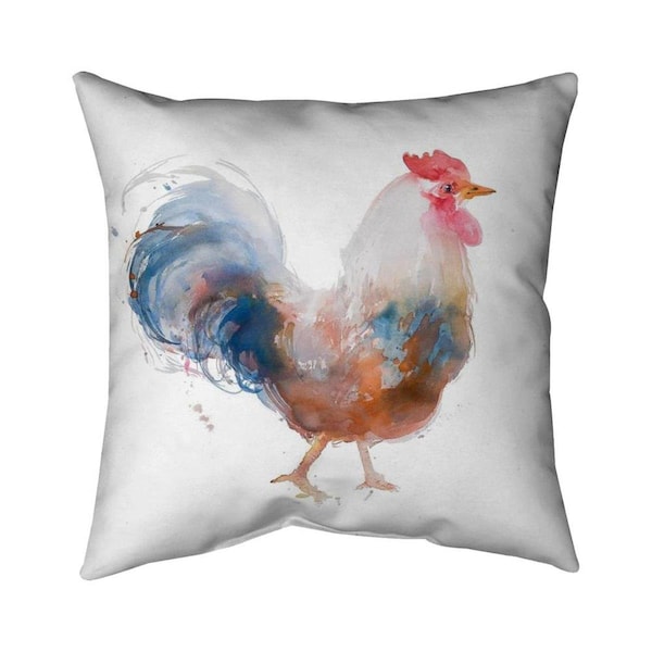 Begin Home Decor 26 x 26 in. Watercolor Rooster-Double Sided Print Indoor Pillow - 5541-2626-AN231