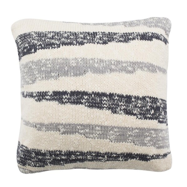 Safavieh 20 x 20 in. Imani Knit Throw Pillows Dark Grey Light Grey & Natural - PLS208A-2020