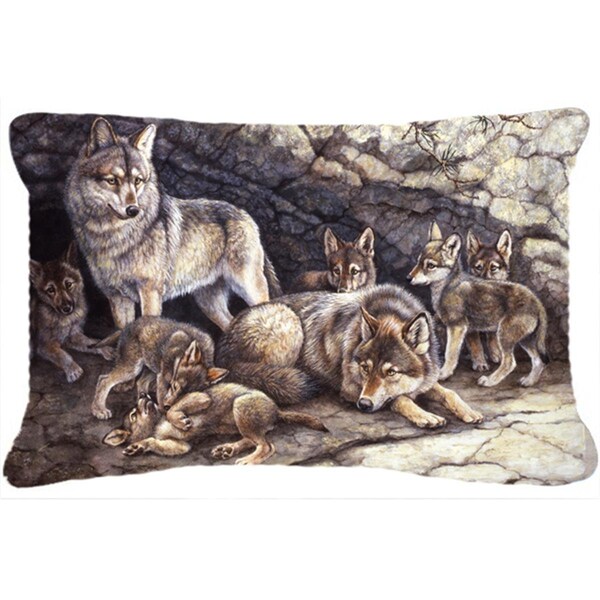 Jensendistributionservices Wolf Wolves by the Den Fabric Decorative Pillow - MI2557079