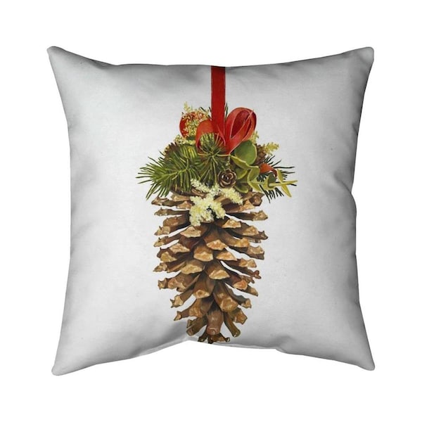 Begin Home Decor 26 x 26 in. Christmas Pine Cone-Double Sided Print Indoor Pillow - 5541-2626-HO12