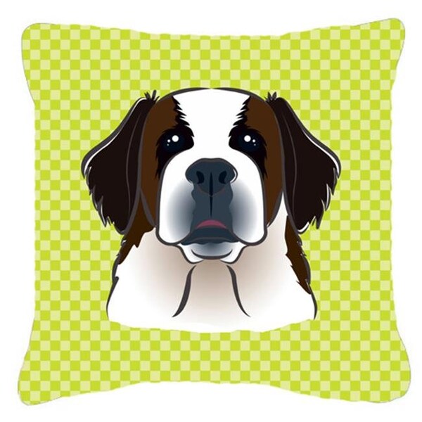 Carolines Treasures Carolines Treasures BB1308PW1818 Checkerboard Lime Green Saint Bernard Fabric Decorative Pillow; 18 x 18 In. - BB1308PW1818