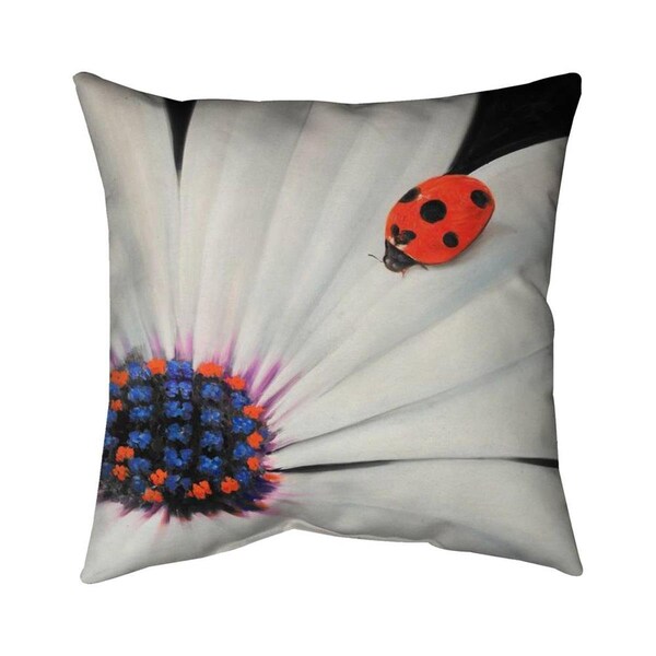 Fondo 20 x 20 in. White Daisy & Ladybug-Double Sided Print Indoor Pillow - FO2794636