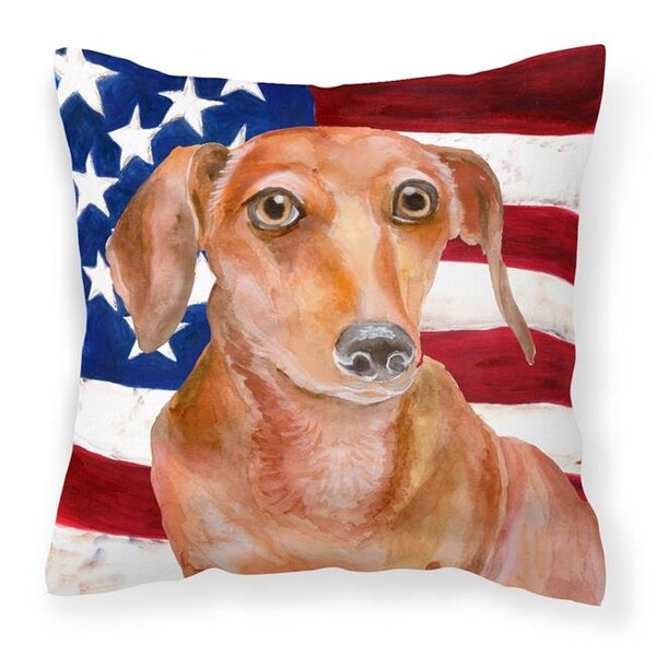 Carolines Treasures Carolines Treasures BB9707PW1414 Red Dachshund Patriotic Fabric Decorative Pillow - BB9707PW1414