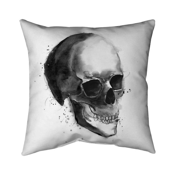 Fondo 26 x 26 in. Black & White Skull-Double Sided Print Indoor Pillow - FO2778069