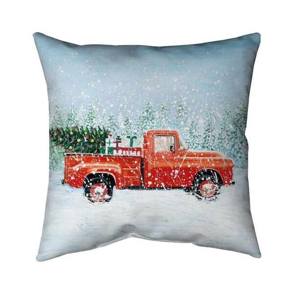 Begin Home Decor 20 x 20 in. Christmas Tree Truck-Double Sided Print Indoor Pillow - 5541-2020-HO27