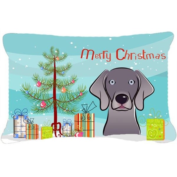 Carolines Treasures Carolines Treasures BB1603PW1216 Christmas Tree & Weimaraner Fabric Decorative Pillow - BB1603PW1216