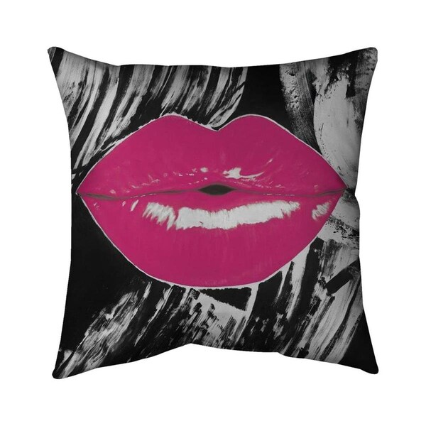 Fondo 20 x 20 in. Pink Glossy Lips-Double Sided Print Indoor Pillow - FO2774047