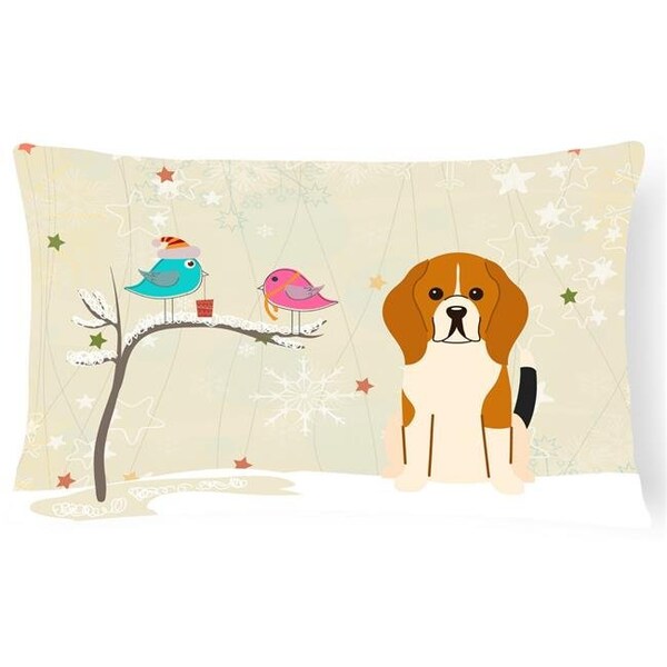 Carolines Treasures Carolines Treasures BB2512PW1216 Christmas Presents Between Friends Beagle Tricolor Canvas Fabric Decorative Pillow - BB2512PW1216
