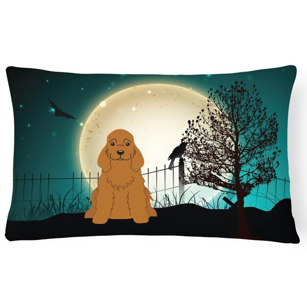 Carolines Treasures Halloween Scary Cocker Spaniel Red Canvas Fabric Decorative Pillow - BB2285PW1216