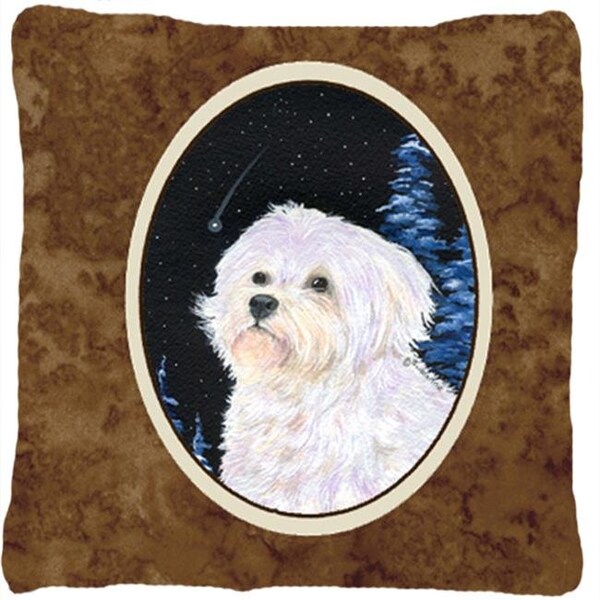 Carolines Treasures Carolines Treasures SS8461PW1414 Starry Night Maltese Indoor & Outdoor Decorative Fabric Pillow - 14 x 14 in. - SS8461PW1414