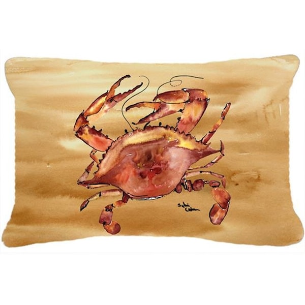 Carolines Treasures Carolines Treasures 8154PW1216 Cooked Crab Sandy Beach Indoor & Outdoor Fabric Decorative Pillow - 8154PW1216