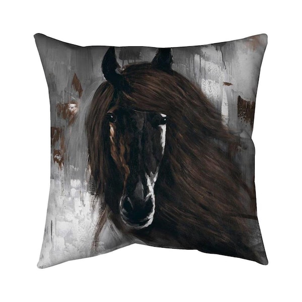 Begin Home Decor 20 x 20 in. Dark Brown Horse-Double Sided Print Indoor Pillow - 5541-2020-AN123-1