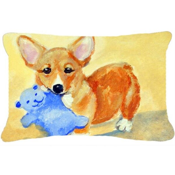 Carolines Treasures Carolines Treasures 7432PW1216 Corgi & Teddy Bear Fabric Decorative Pillow - 7432PW1216