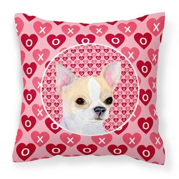 Carolines Treasures Carolines Treasures SS4474PW1414 Chihuahua Hearts Love & Valentines Day Portrait Fabric Decorative Pillow; 14 x 3 x 14 in. - SS4474PW1414