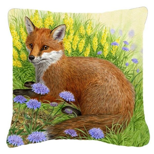 Carolines Treasures Carolines Treasures ASAD0788PW1414 Fox in Flowers by Sarah Adams Canvas Decorative Pillow - ASAD0788PW1414