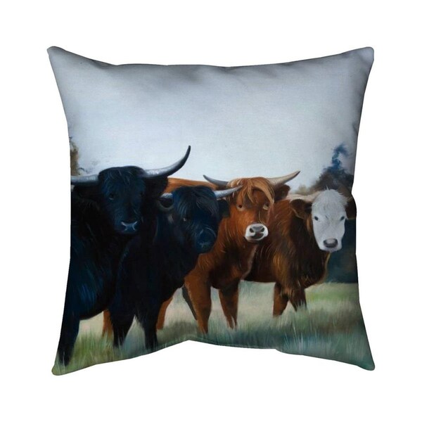 Fondo 20 x 20 in. Four Highland Cows-Double Sided Print Indoor Pillow - FO2775237