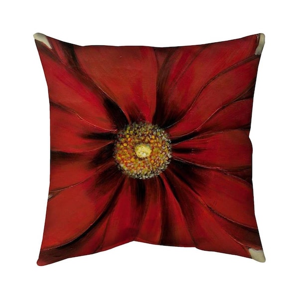 Begin Home Decor 26 x 26 in. Red Daisy-Double Sided Print Indoor Pillow - 5541-2626-FL2