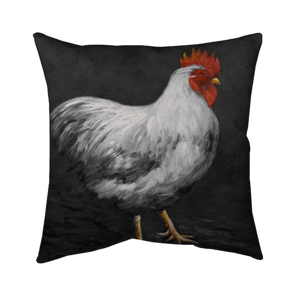 Begin Home Decor 20 x 20 in. Grey Rooster 2-Double Sided Print Indoor Pillow - 5541-2020-AN201-1