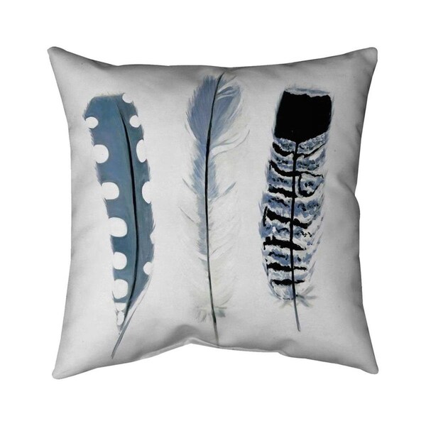 Begin Home Decor 20 x 20 in. Delicate Blue Feathers-Double Sided Print Indoor Pillow - 5541-2020-AN243